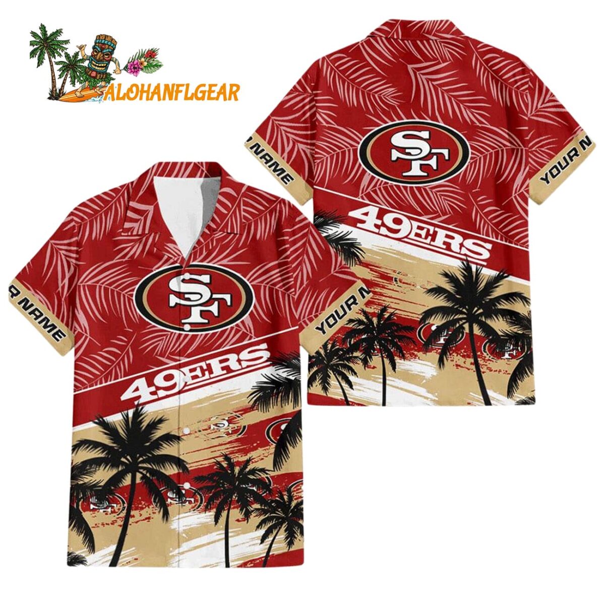 San Francisco 49ers Palm Tree Tropical Trendy Football Custom Name Hawaiian Shirt 1