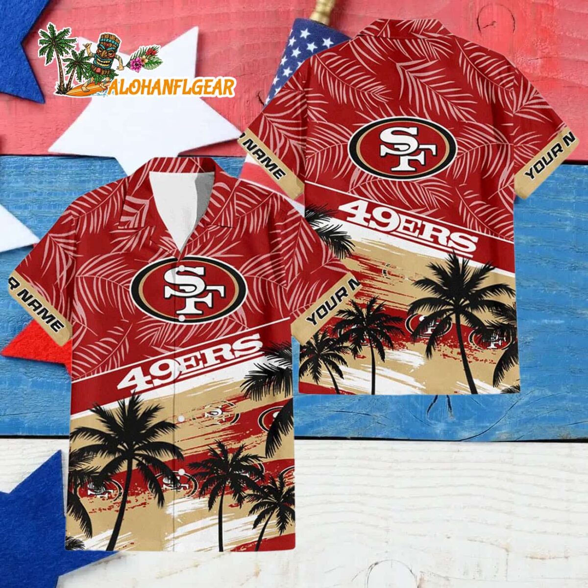 San Francisco 49ers Palm Tree Tropical Trendy Football Custom Name Hawaiian Shirt 4 San Francisco 49ers Palm Tree Tropical Trendy Football Custom Name Hawaiian Shirt 4