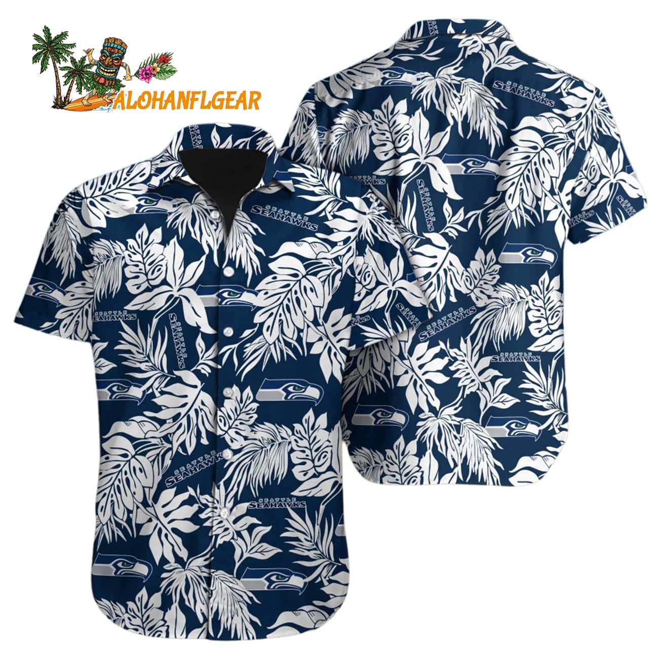 Seattle Seahawks Tropical Leafs Design Hawaiian Shirt Seattle Seahawks Tropical Leafs Design Hawaiian Shirt