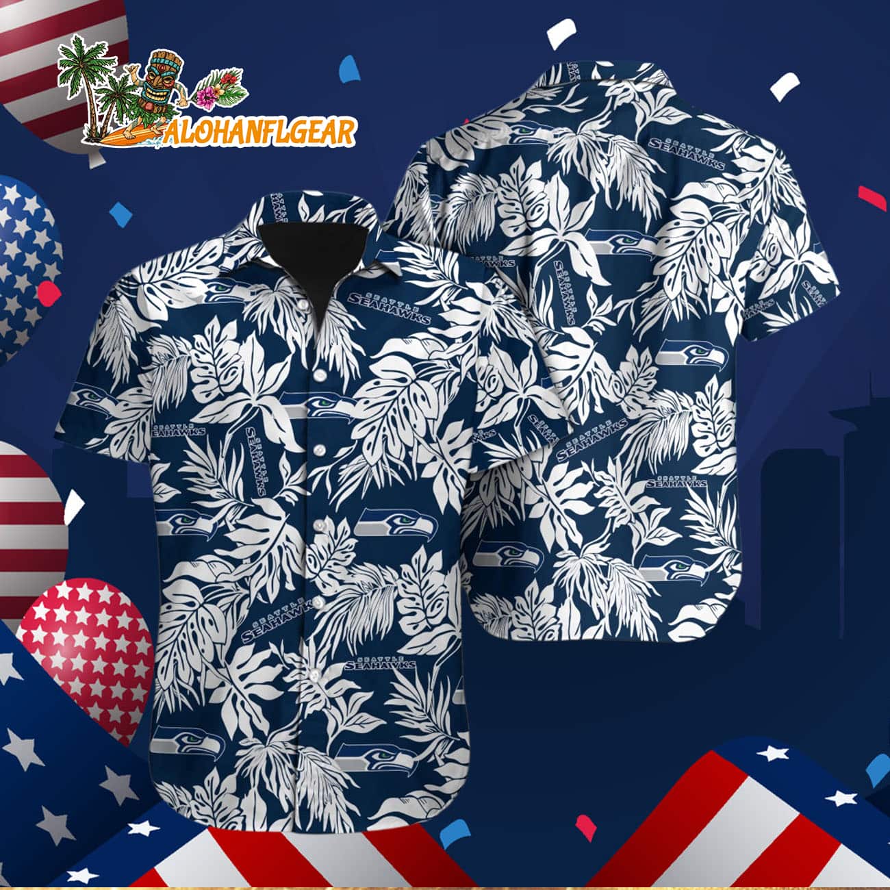 Seattle Seahawks Tropical Leafs Design Hawaiian Shirt Seattle Seahawks Tropical Leafs Design Hawaiian Shirt
