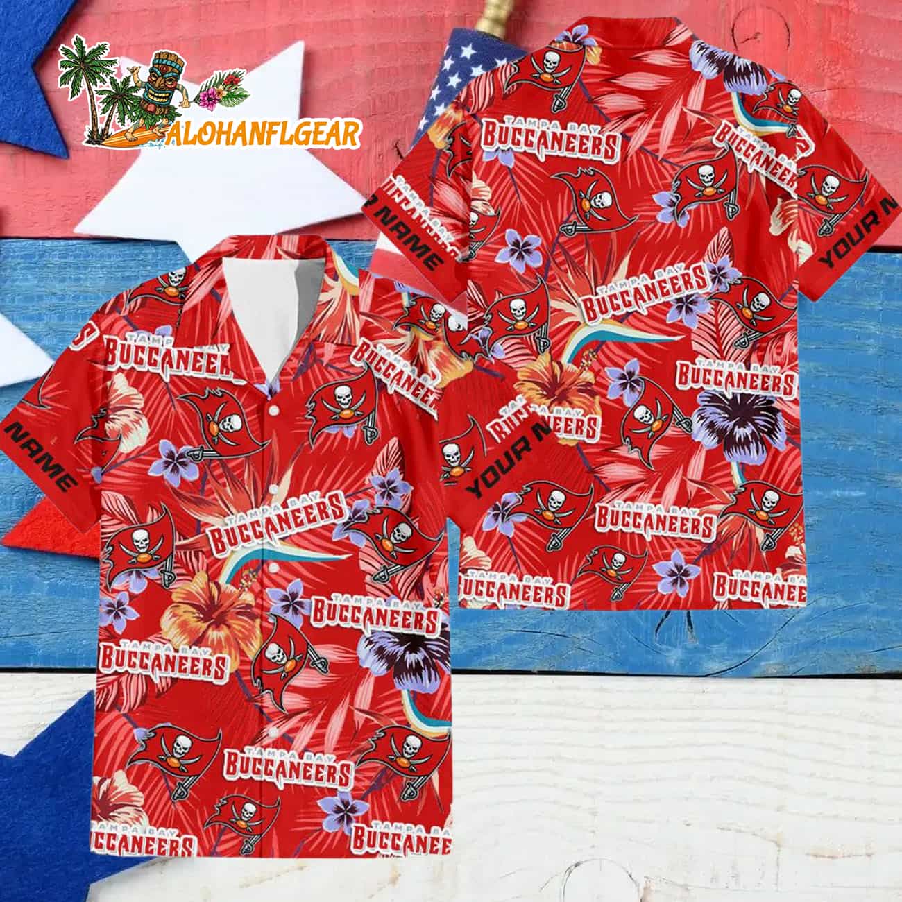 Tampa Bay Buccaneers Football Team Flower Summer Design Custom Name Hawaiian Shirt Tampa Bay Buccaneers Football Team Flower Summer Design Custom Name Hawaiian Shirt