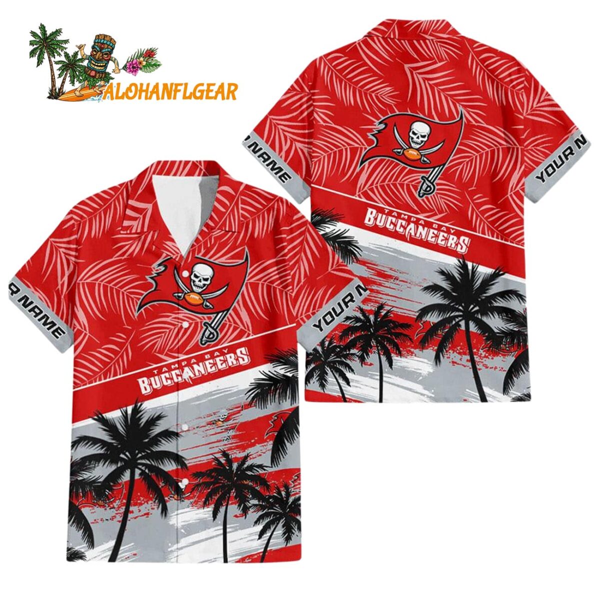 Tampa Bay Buccaneers Palm Tree Tropical Trendy Football Custom Name Hawaiian Shirt 1
