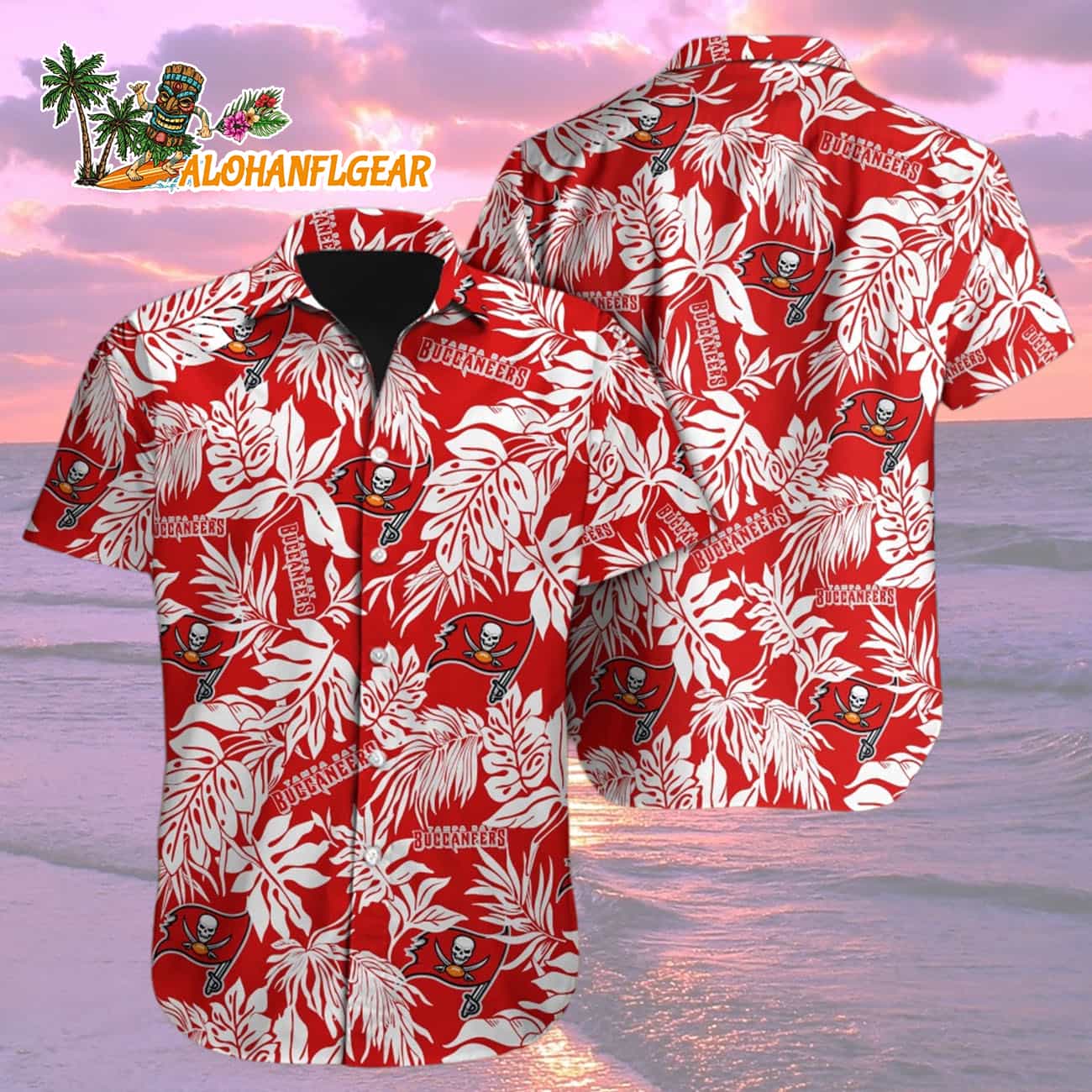 Tampa Bay Buccaneers Tropical Leafs Design Hawaiian Shirt Tampa Bay Buccaneers Tropical Leafs Design Hawaiian Shirt