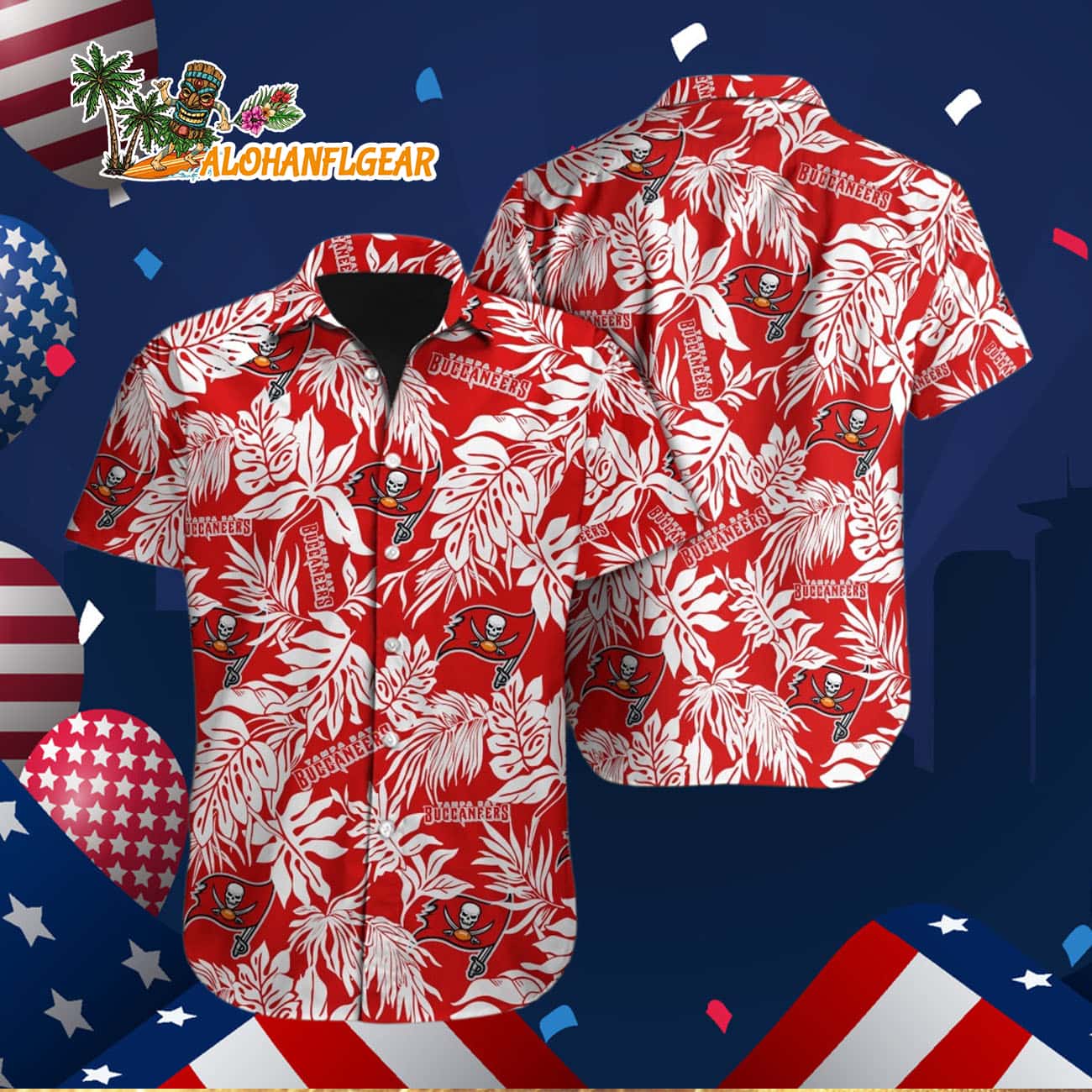 Tampa Bay Buccaneers Tropical Leafs Design Hawaiian Shirt Tampa Bay Buccaneers Tropical Leafs Design Hawaiian Shirt