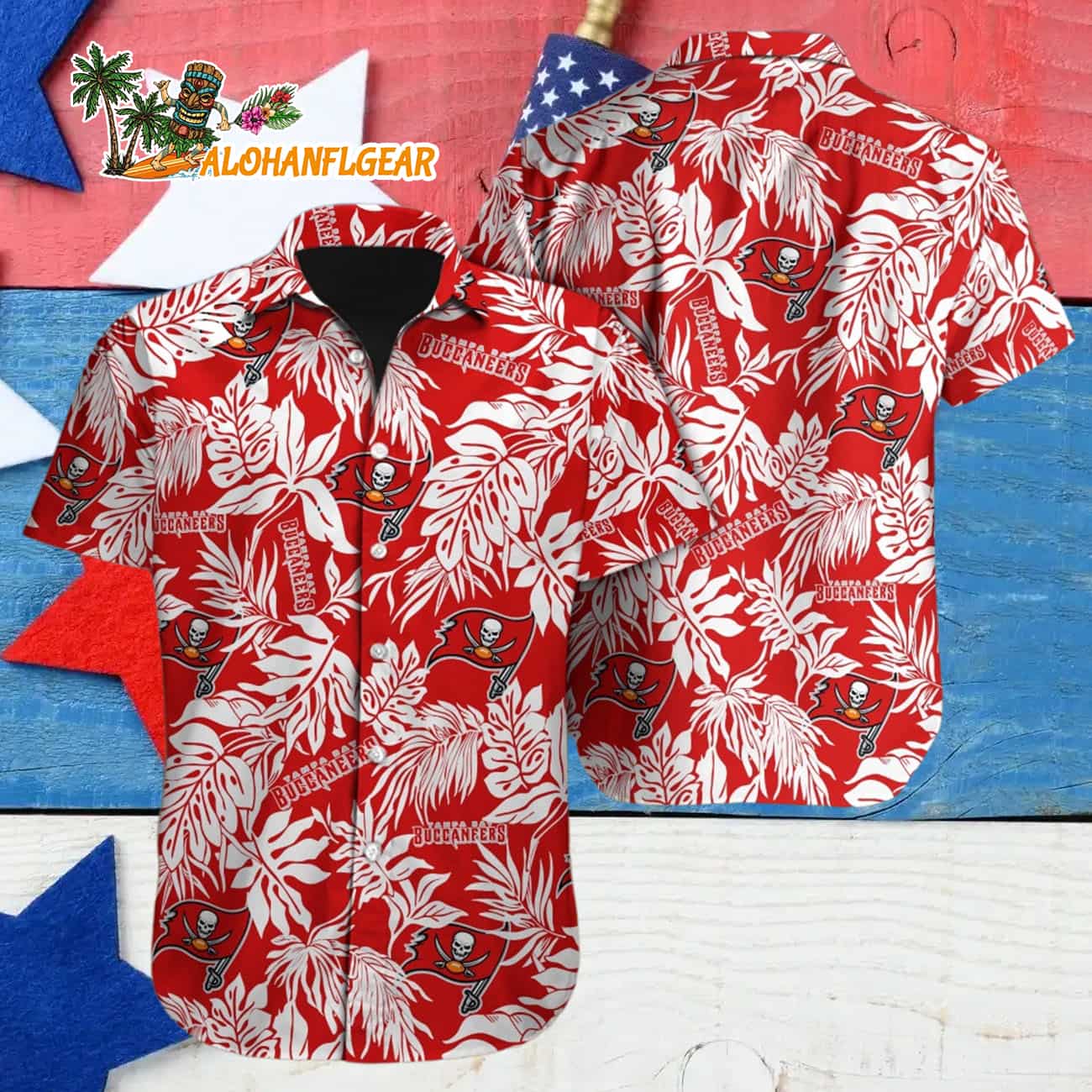 Tampa Bay Buccaneers Tropical Leafs Design Hawaiian Shirt Tampa Bay Buccaneers Tropical Leafs Design Hawaiian Shirt