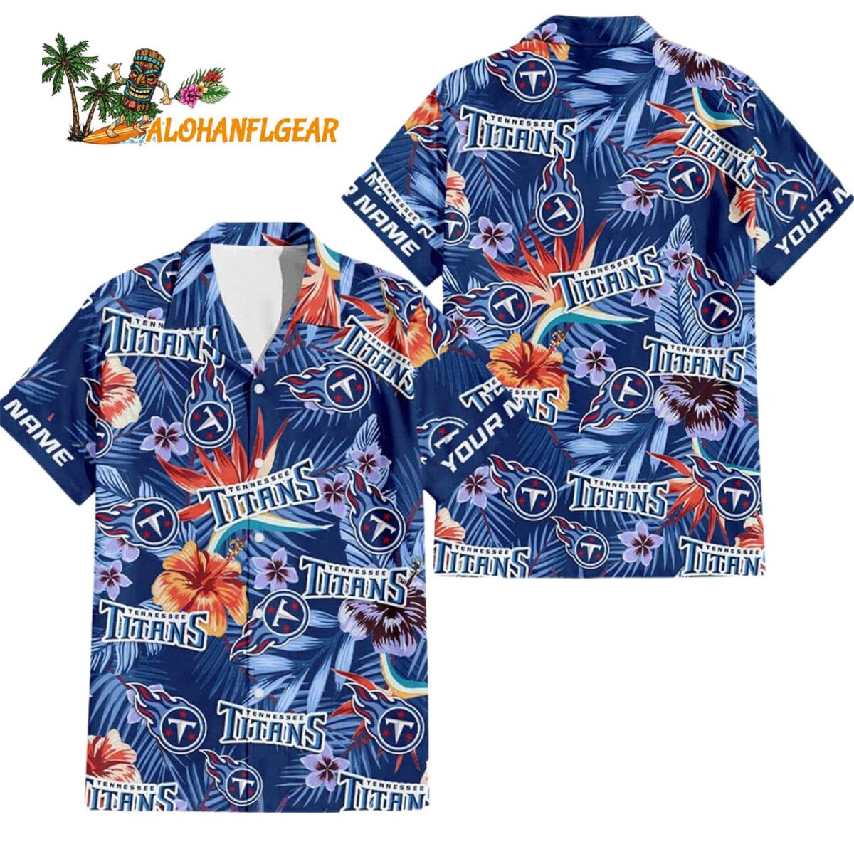 Tennessee Titans Football Team Flower Summer Design Custom Name Hawaiian Shirt 1