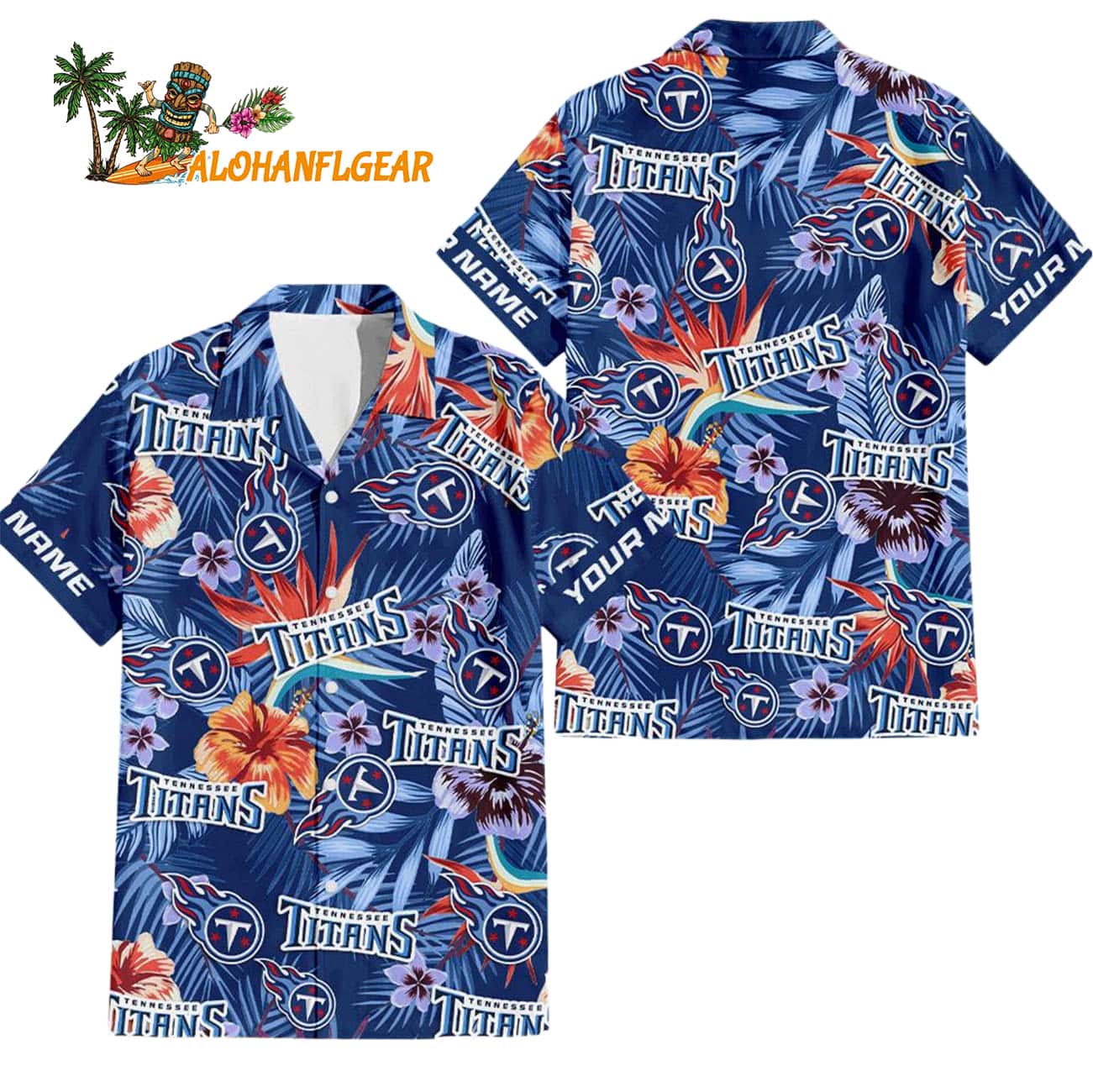 Tennessee Titans Football Team Flower Summer Design Custom Name Hawaiian Shirt Tennessee Titans Football Team Flower Summer Design Custom Name Hawaiian Shirt