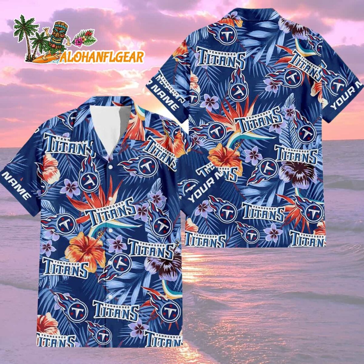 Tennessee Titans Football Team Flower Summer Design Custom Name Hawaiian Shirt 2