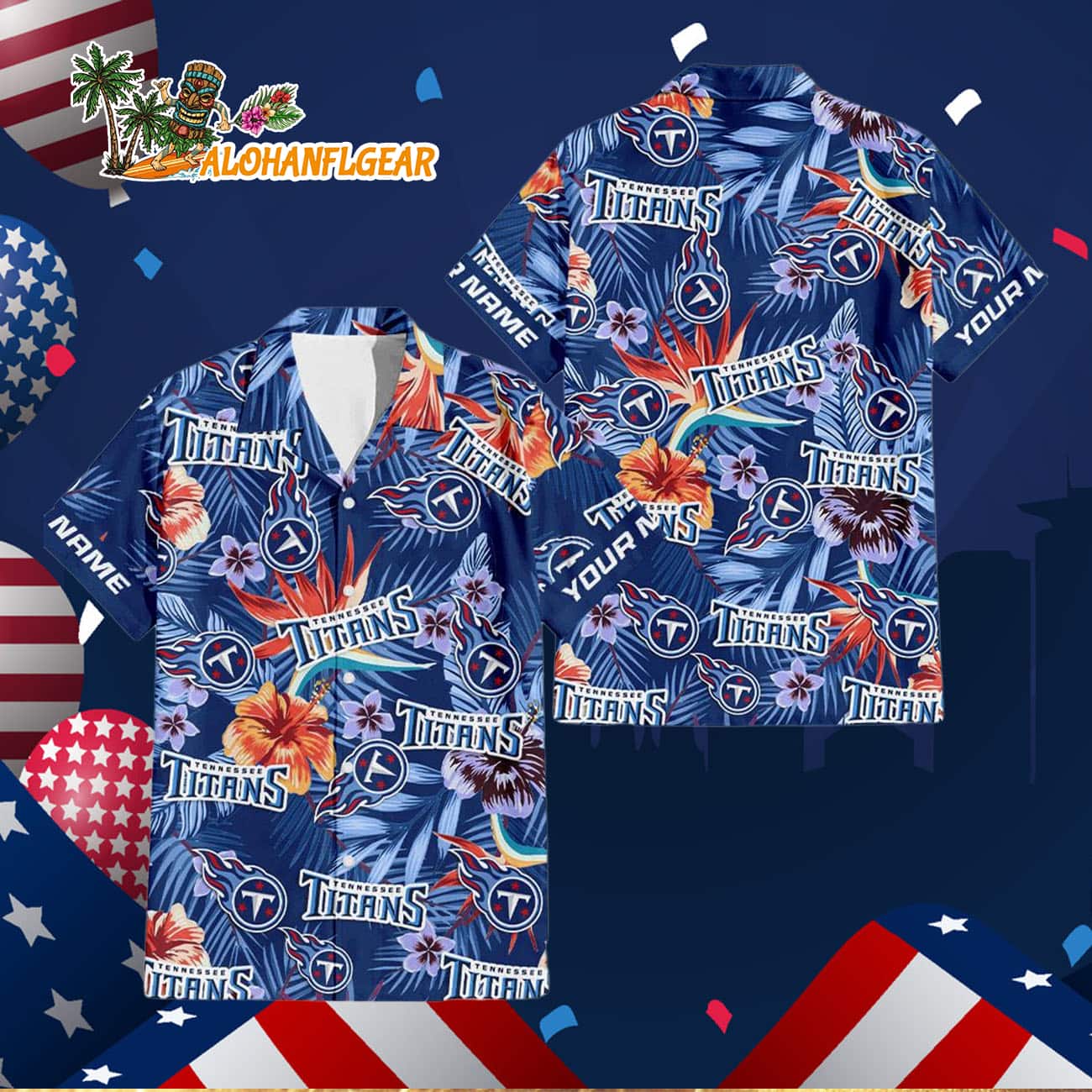 Tennessee Titans Football Team Flower Summer Design Custom Name Hawaiian Shirt Tennessee Titans Football Team Flower Summer Design Custom Name Hawaiian Shirt