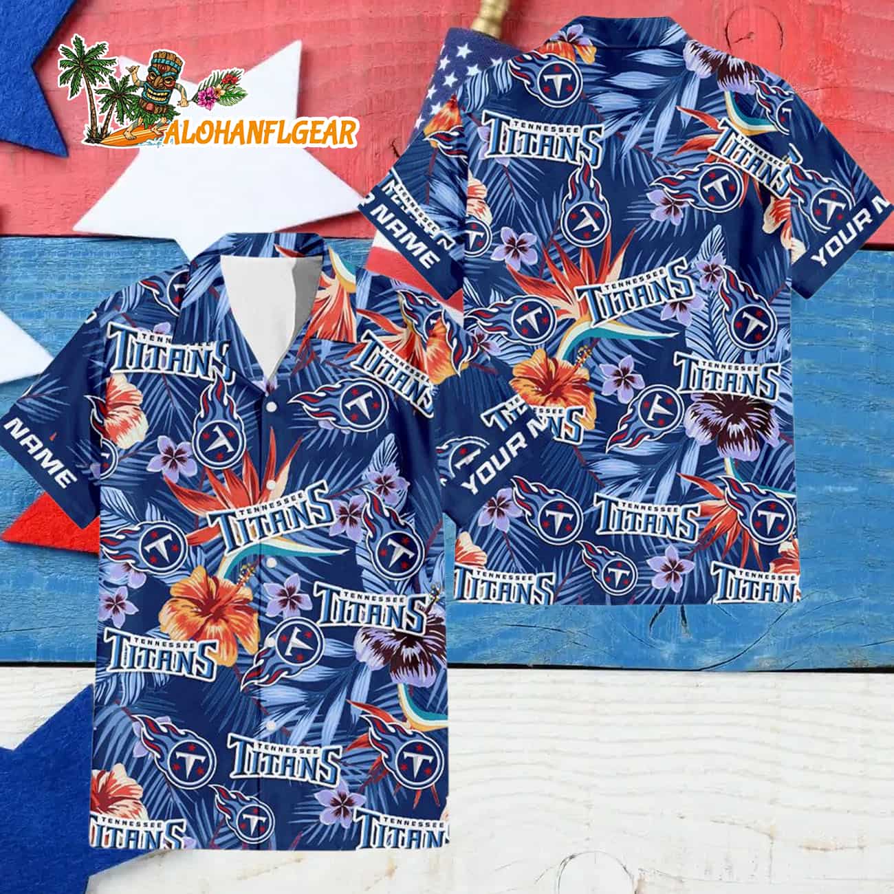 Tennessee Titans Football Team Flower Summer Design Custom Name Hawaiian Shirt Tennessee Titans Football Team Flower Summer Design Custom Name Hawaiian Shirt