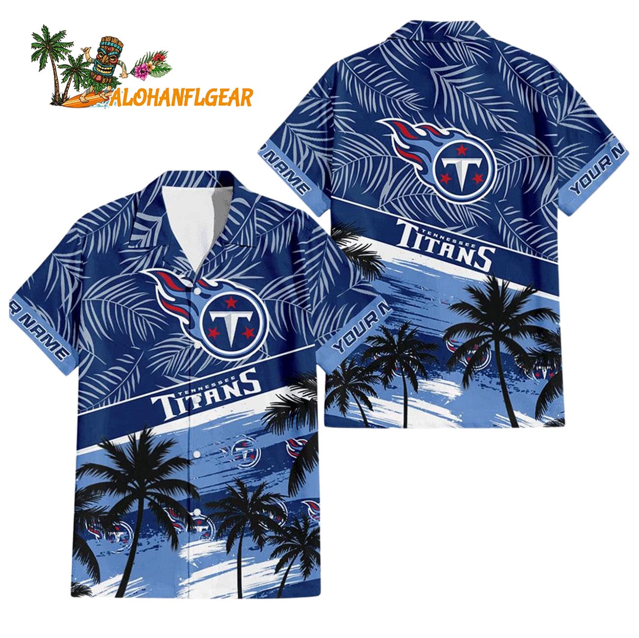Tennessee Titans Palm Tree Tropical Trendy Football Custom Name Hawaiian Shirt Tennessee Titans Palm Tree Tropical Trendy Football Custom Name Hawaiian Shirt