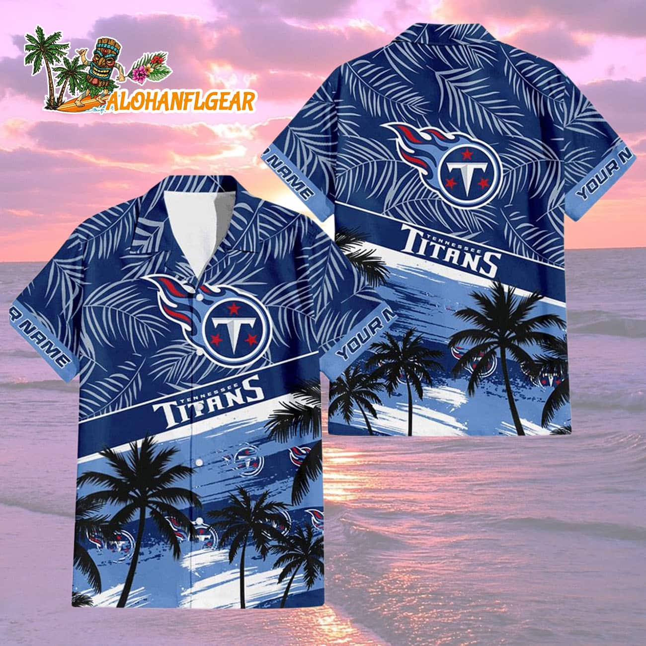 Tennessee Titans Palm Tree Tropical Trendy Football Custom Name Hawaiian Shirt Tennessee Titans Palm Tree Tropical Trendy Football Custom Name Hawaiian Shirt
