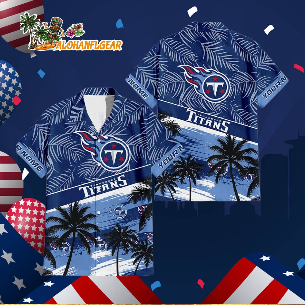 Tennessee Titans Palm Tree Tropical Trendy Football Custom Name Hawaiian Shirt Tennessee Titans Palm Tree Tropical Trendy Football Custom Name Hawaiian Shirt