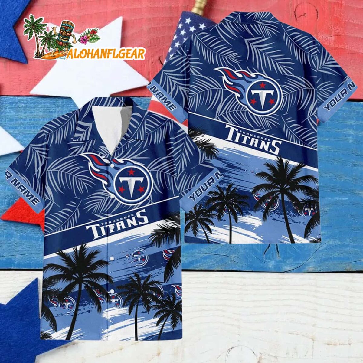 Tennessee Titans Palm Tree Tropical Trendy Football Custom Name Hawaiian Shirt 4