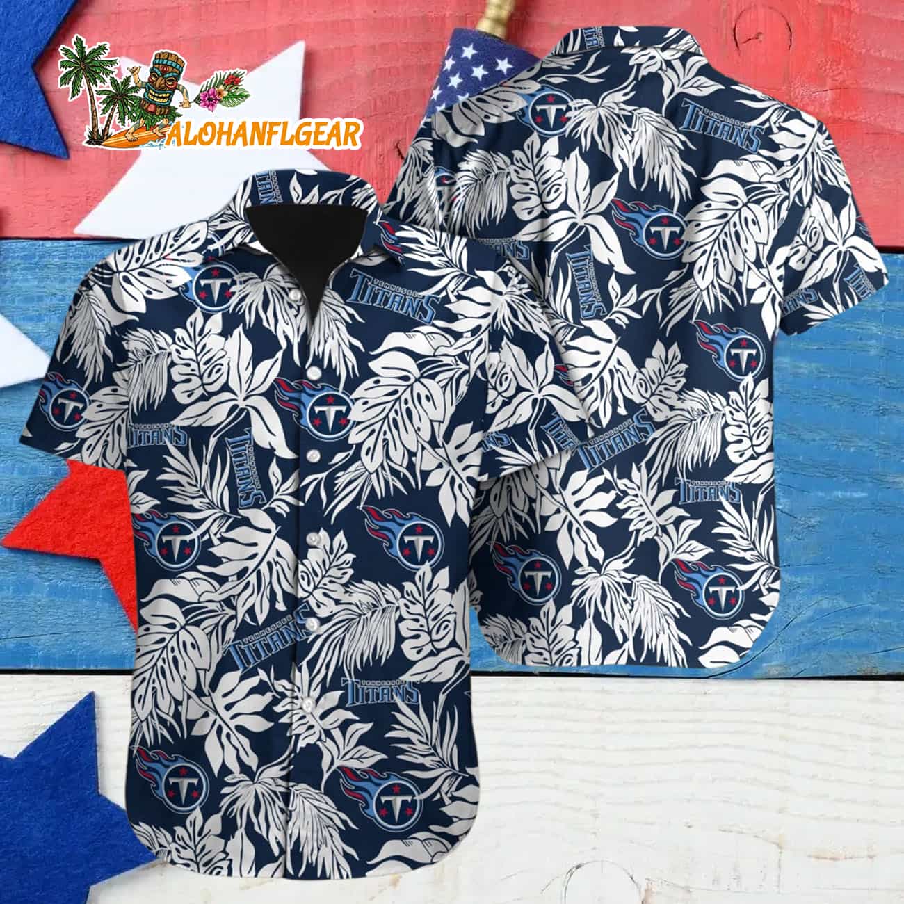 Tennessee Titans Tropical Leafs Design Hawaiian Shirt Tennessee Titans Tropical Leafs Design Hawaiian Shirt
