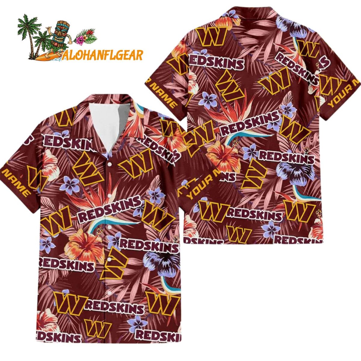 Washington Commanders Football Team Flower Summer Design Custom Name Hawaiian Shirt 1