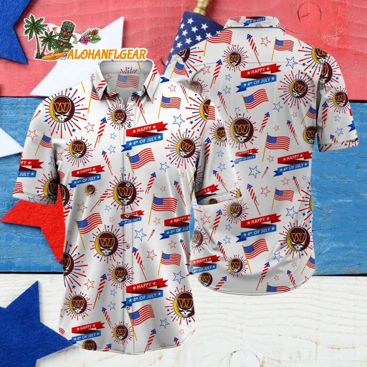 Washington Commanders Grateful Dead Hawaiian Shirt 4
