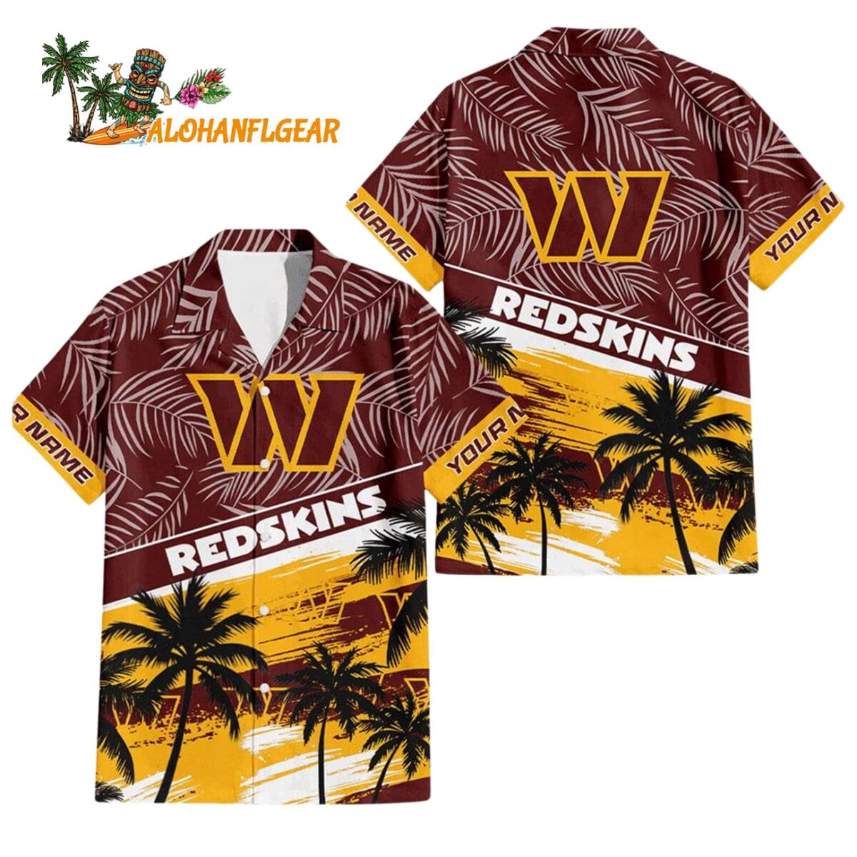 Washington Commanders Palm Tree Tropical Trendy Football Custom Name Hawaiian Shirt 1