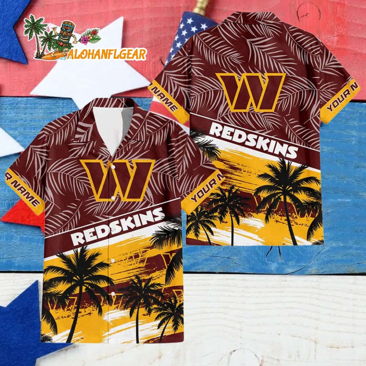 Washington Commanders Palm Tree Tropical Trendy Football Custom Name Hawaiian Shirt 4