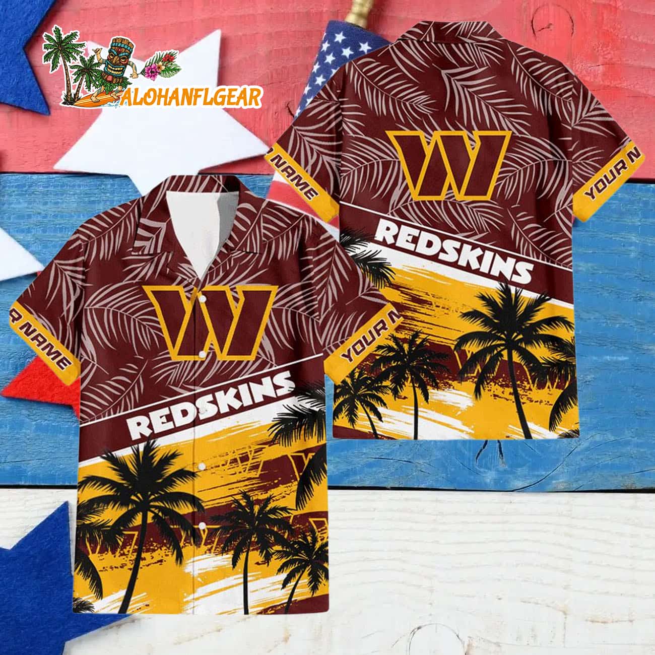 Washington Commanders Palm Tree Tropical Trendy Football Custom Name Hawaiian Shirt Washington Commanders Palm Tree Tropical Trendy Football Custom Name Hawaiian Shirt