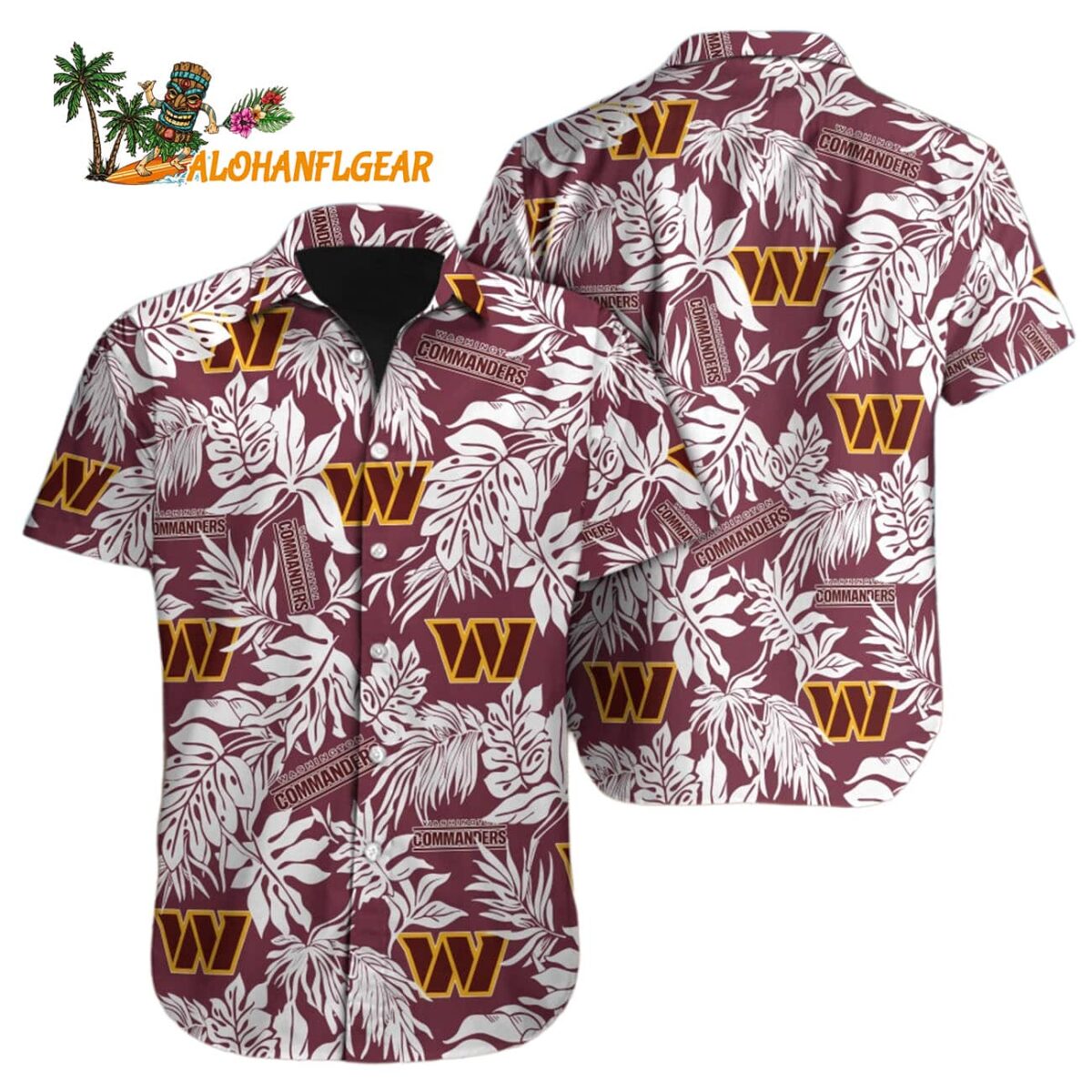 Washington Commanders Tropical Leafs Design Hawaiian Shirt 1