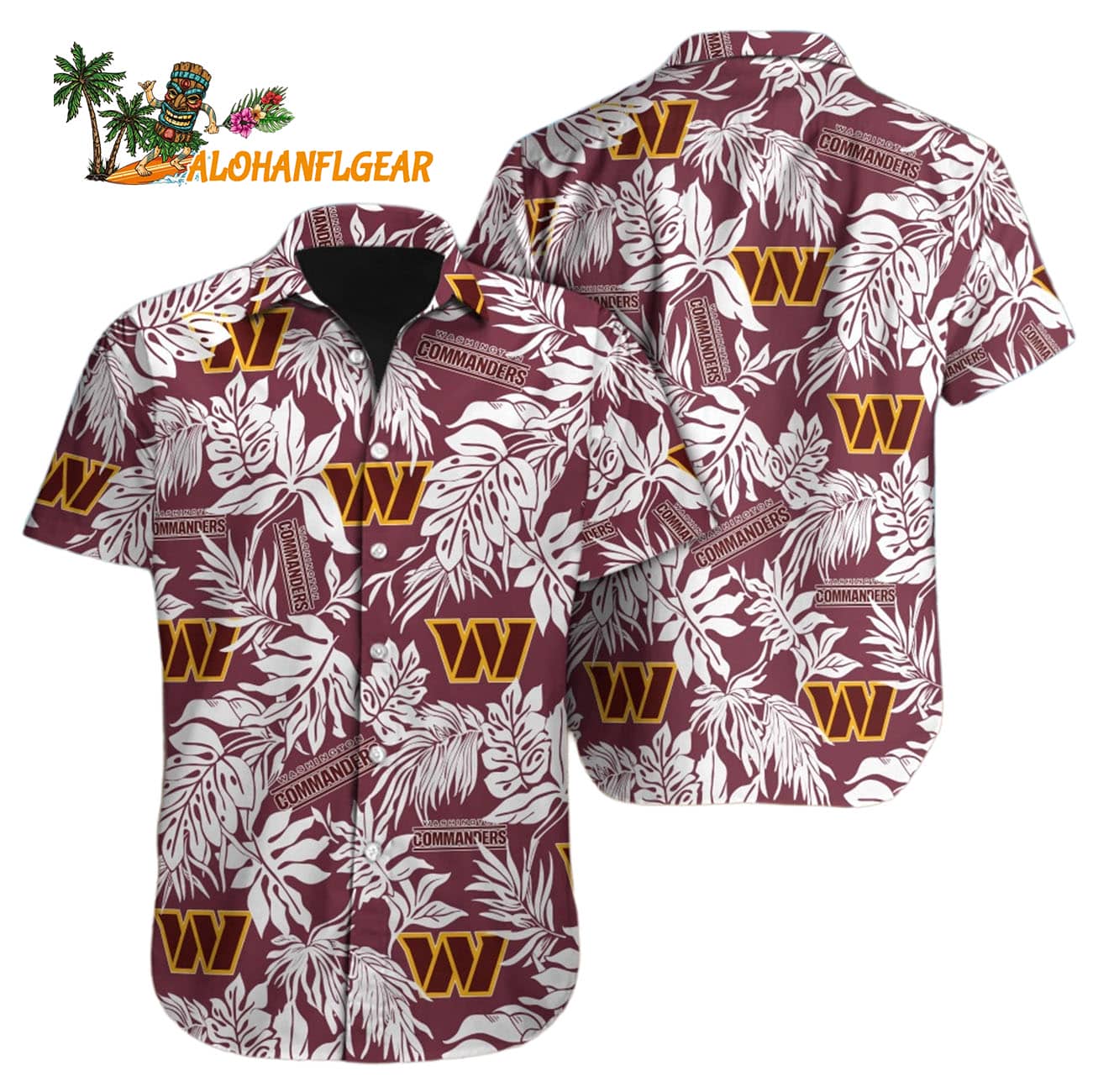 Washington Commanders Tropical Leafs Design Hawaiian Shirt Washington Commanders Tropical Leafs Design Hawaiian Shirt