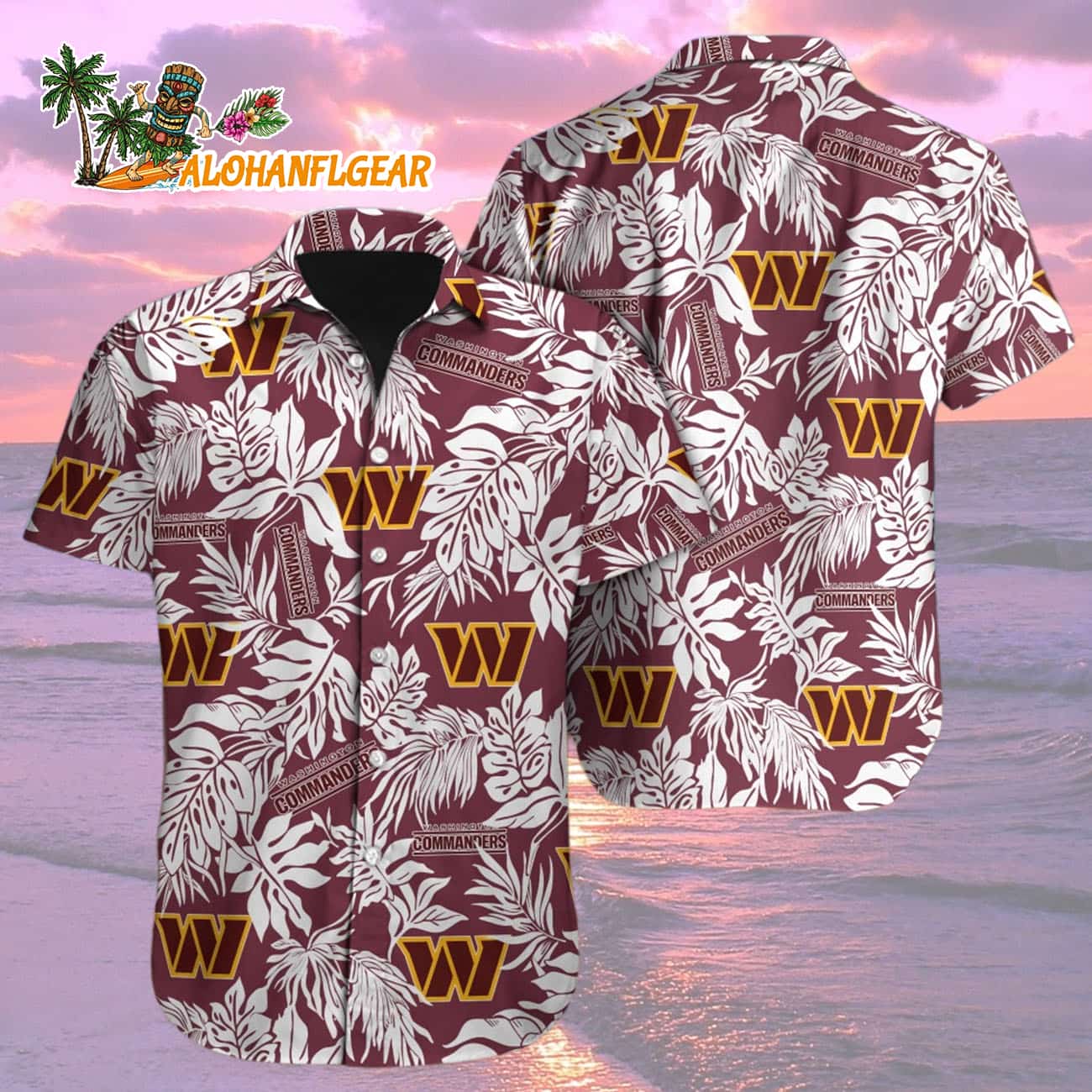 Washington Commanders Tropical Leafs Design Hawaiian Shirt Washington Commanders Tropical Leafs Design Hawaiian Shirt