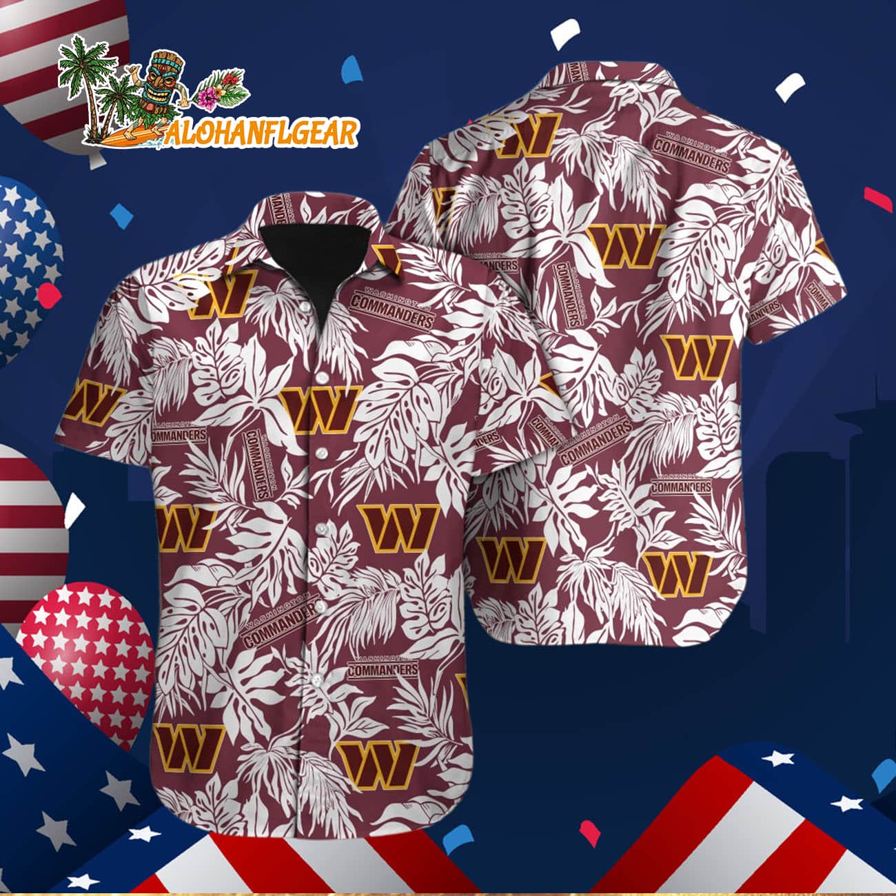 Washington Commanders Tropical Leafs Design Hawaiian Shirt Washington Commanders Tropical Leafs Design Hawaiian Shirt