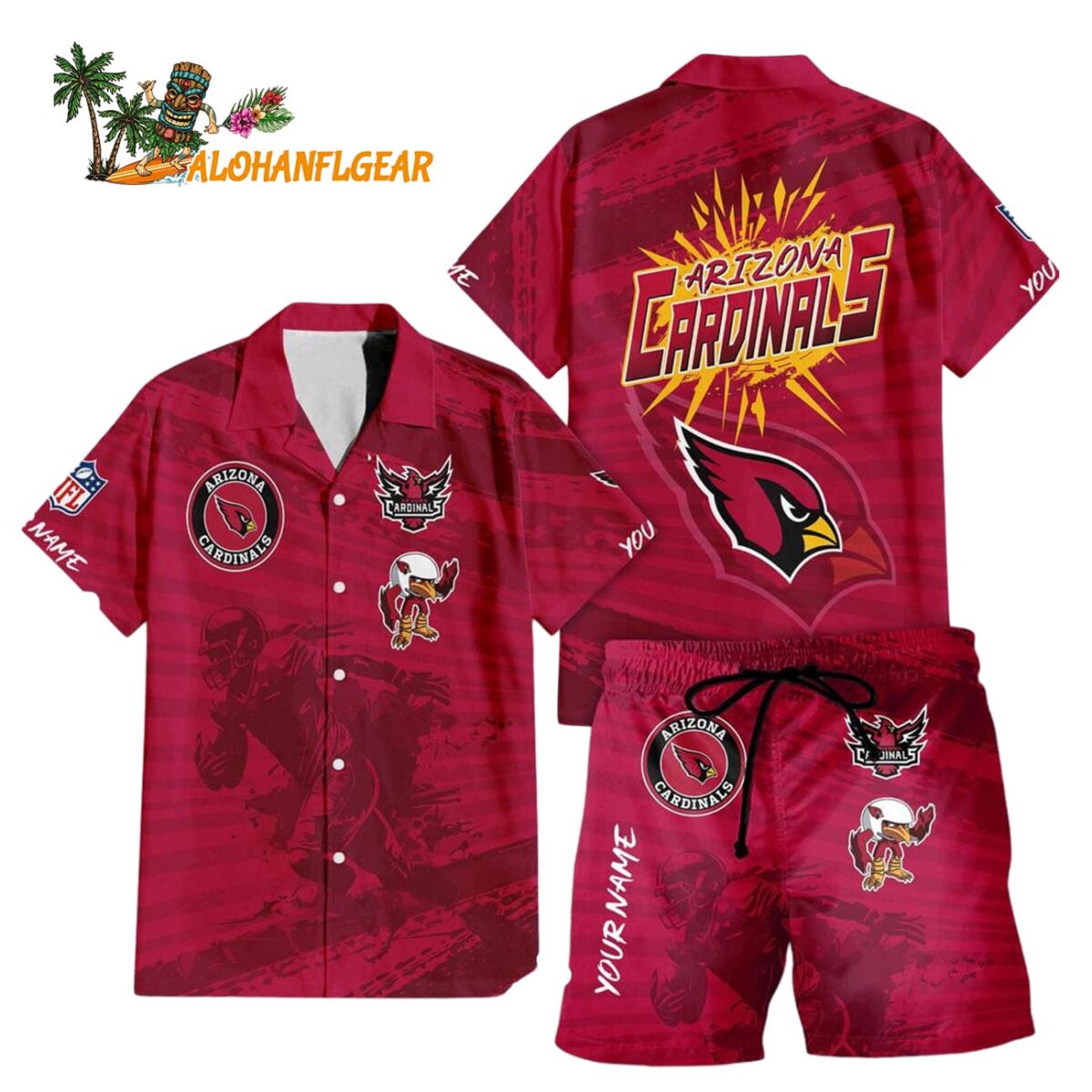 Arizona Cardinals Combo Hawaiian Shirt And Shorts Football Summer Beach Hawaiian Sets 1