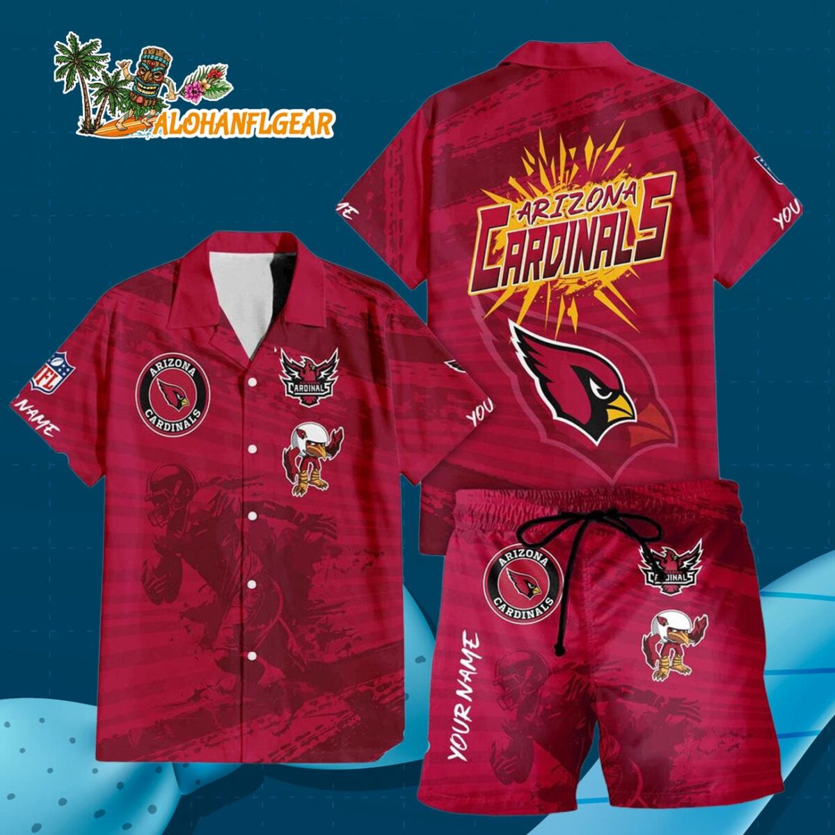 Arizona Cardinals Combo Hawaiian Shirt And Shorts 2 Arizona Cardinals Combo Hawaiian Shirt And Shorts Football Summer Beach Hawaiian Sets 3