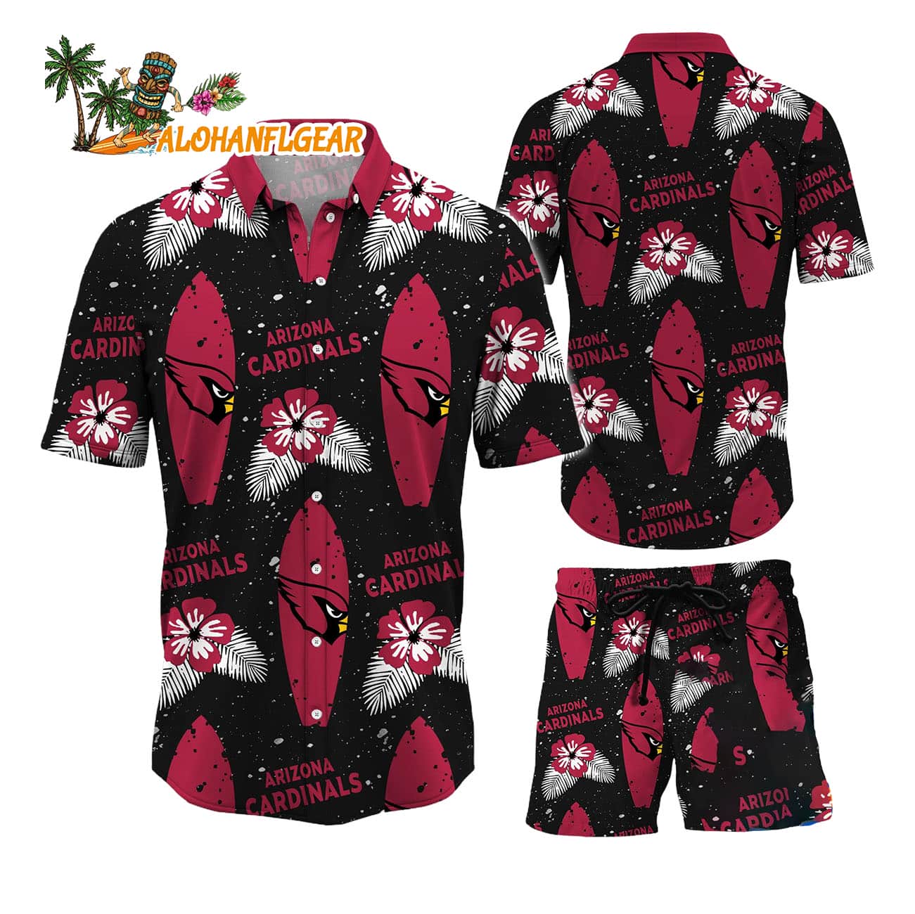 Arizona Cardinals Flower Pattern Hawaiian Shirt And Shorts Arizona Cardinals Flower Pattern Hawaiian Shirt And Shorts