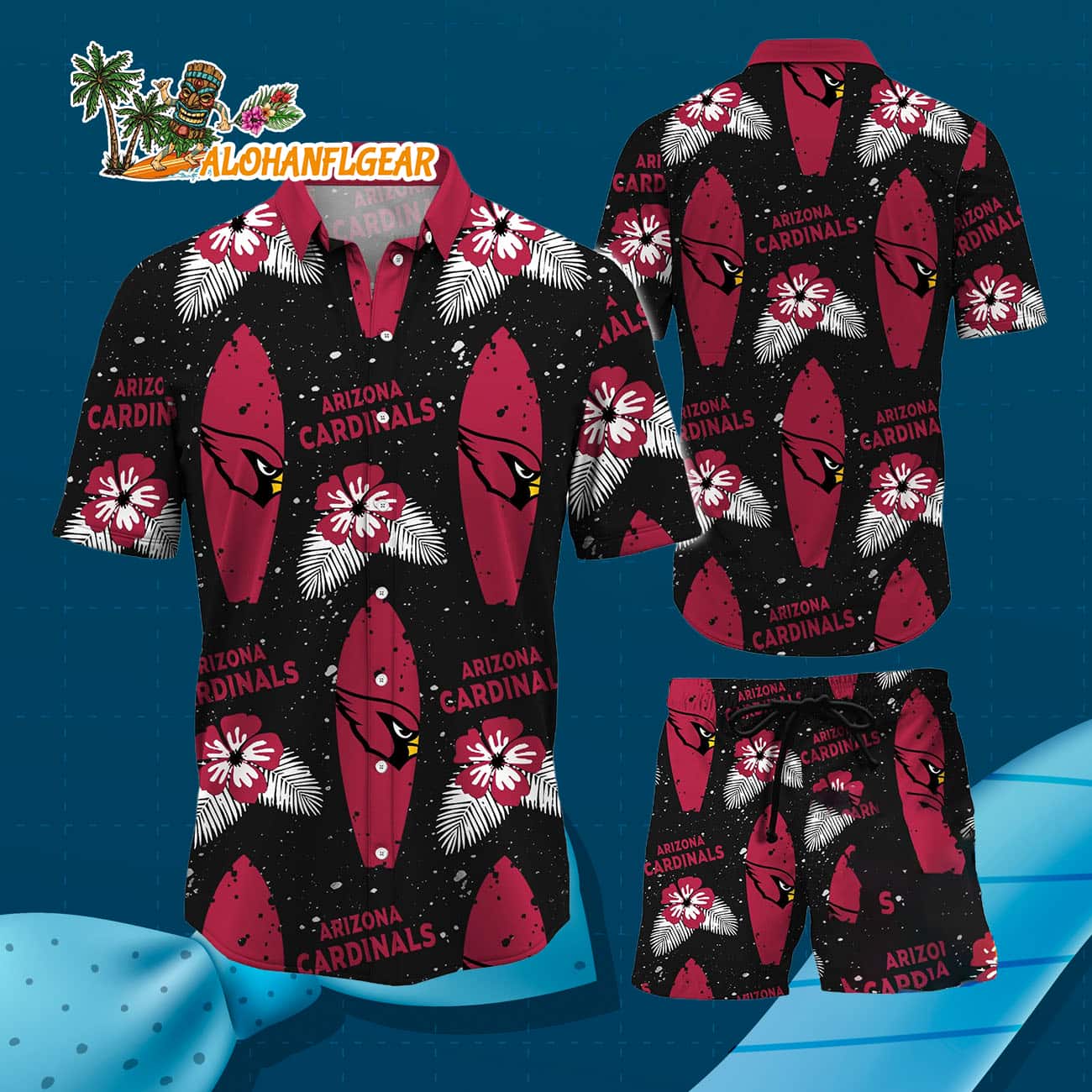 Arizona Cardinals Flower Pattern Hawaiian Shirt And Shorts Arizona Cardinals Flower Pattern Hawaiian Shirt And Shorts