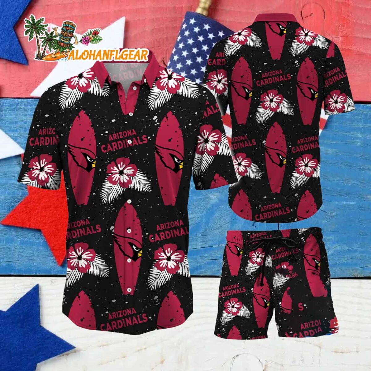 Arizona Cardinals Flower Pattern Hawaiian Shirt And Shorts Football Summer Hawaiian Set 4