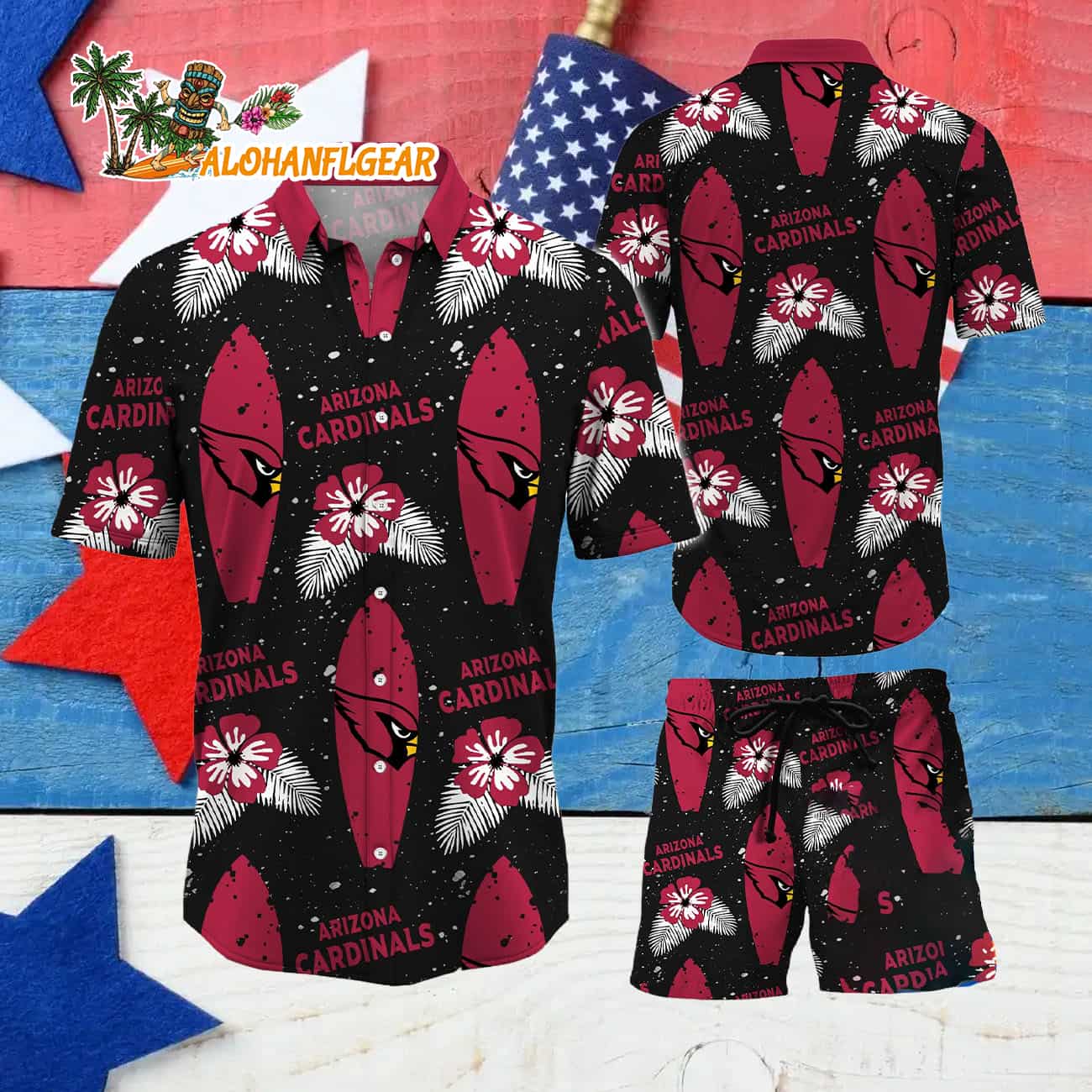 Arizona Cardinals Flower Pattern Hawaiian Shirt And Shorts Arizona Cardinals Flower Pattern Hawaiian Shirt And Shorts