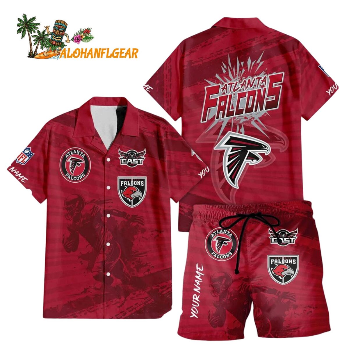 Atlanta Falcons Combo Hawaiian Shirt And Shorts Football Summer Beach Hawaiian Sets 1