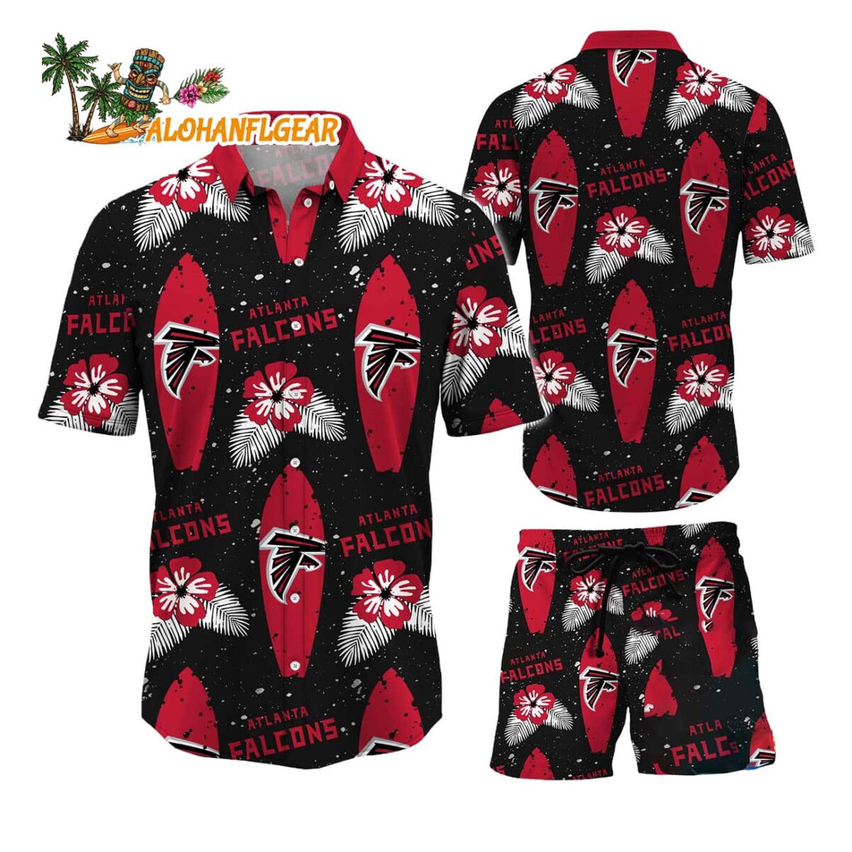 Atlanta Falcons Flower Pattern Hawaiian Shirt And Shorts Football Summer Hawaiian Set 1