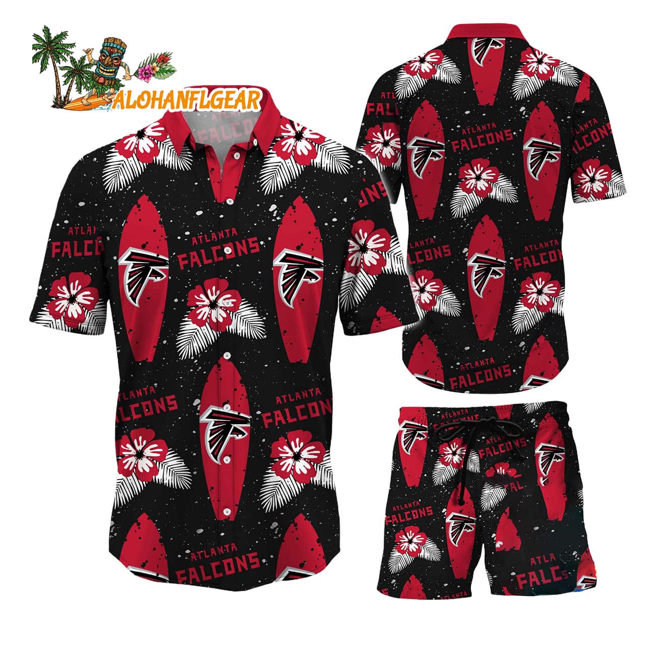 Atlanta Falcons Flower Pattern Hawaiian Shirt And Shorts Atlanta Falcons Flower Pattern Hawaiian Shirt And Shorts