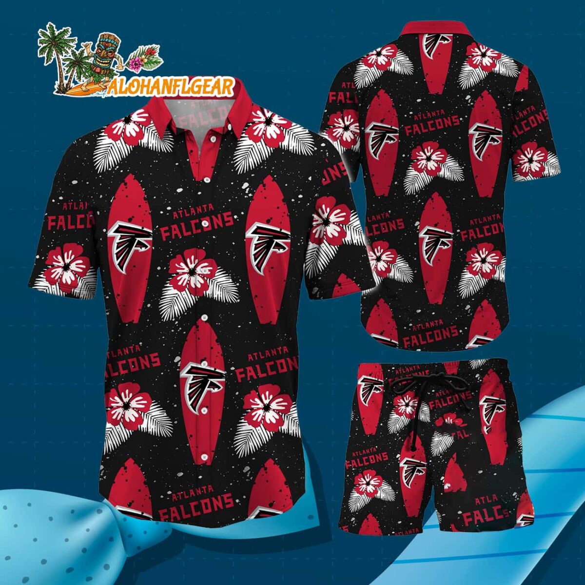Atlanta Falcons Flower Pattern Hawaiian Shirt And Shorts 2 Atlanta Falcons Flower Pattern Hawaiian Shirt And Shorts Football Summer Hawaiian Set 3
