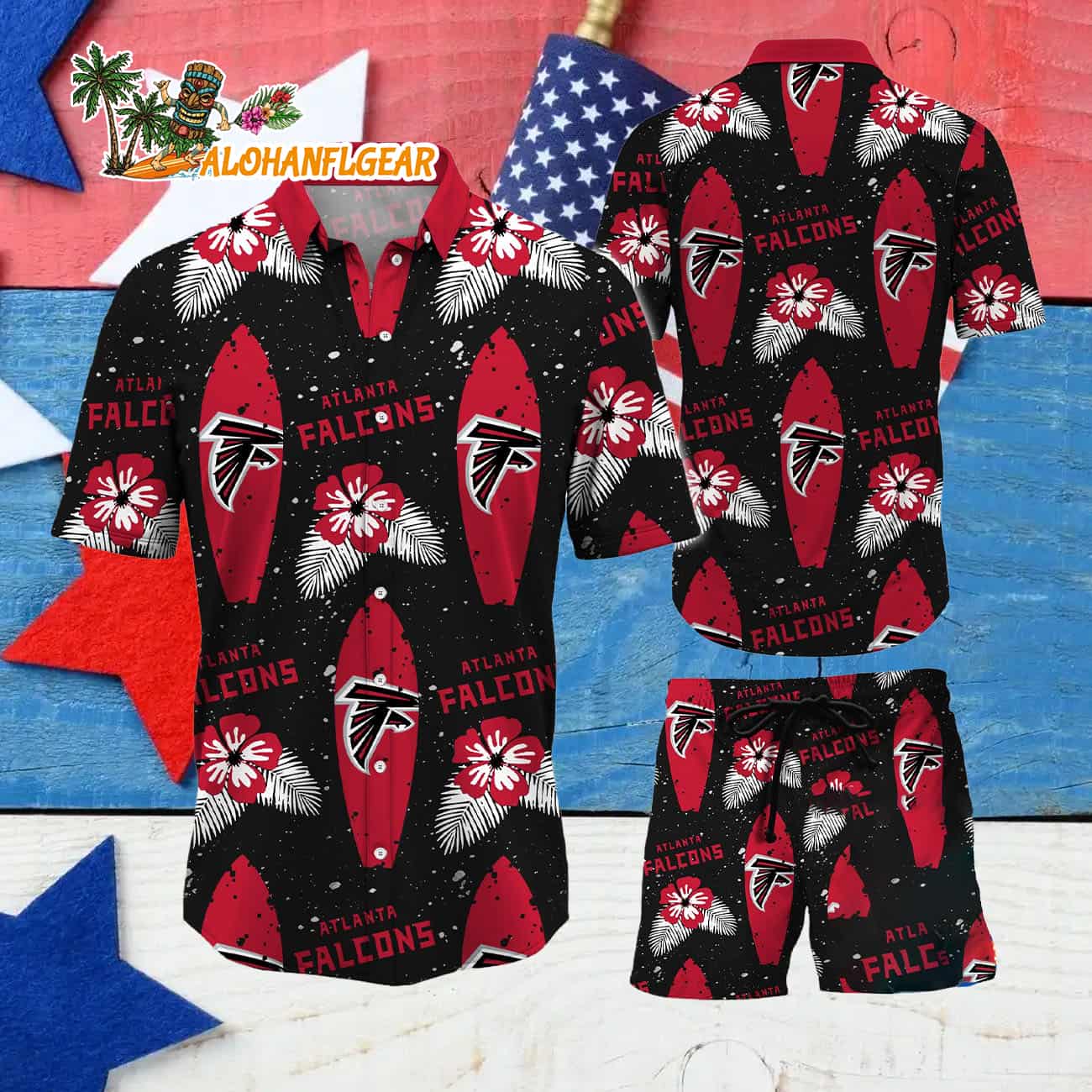 Atlanta Falcons Flower Pattern Hawaiian Shirt And Shorts Atlanta Falcons Flower Pattern Hawaiian Shirt And Shorts
