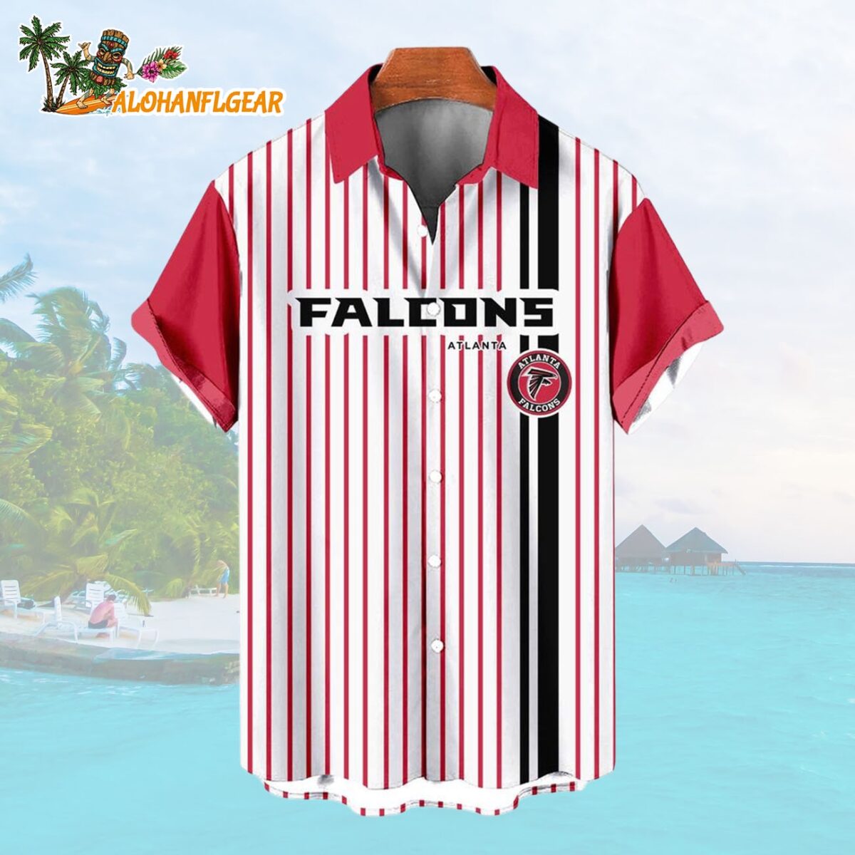 Atlanta FalconsClassic Retro Mascot Line Summer Beach Hawaiian Shirt 1