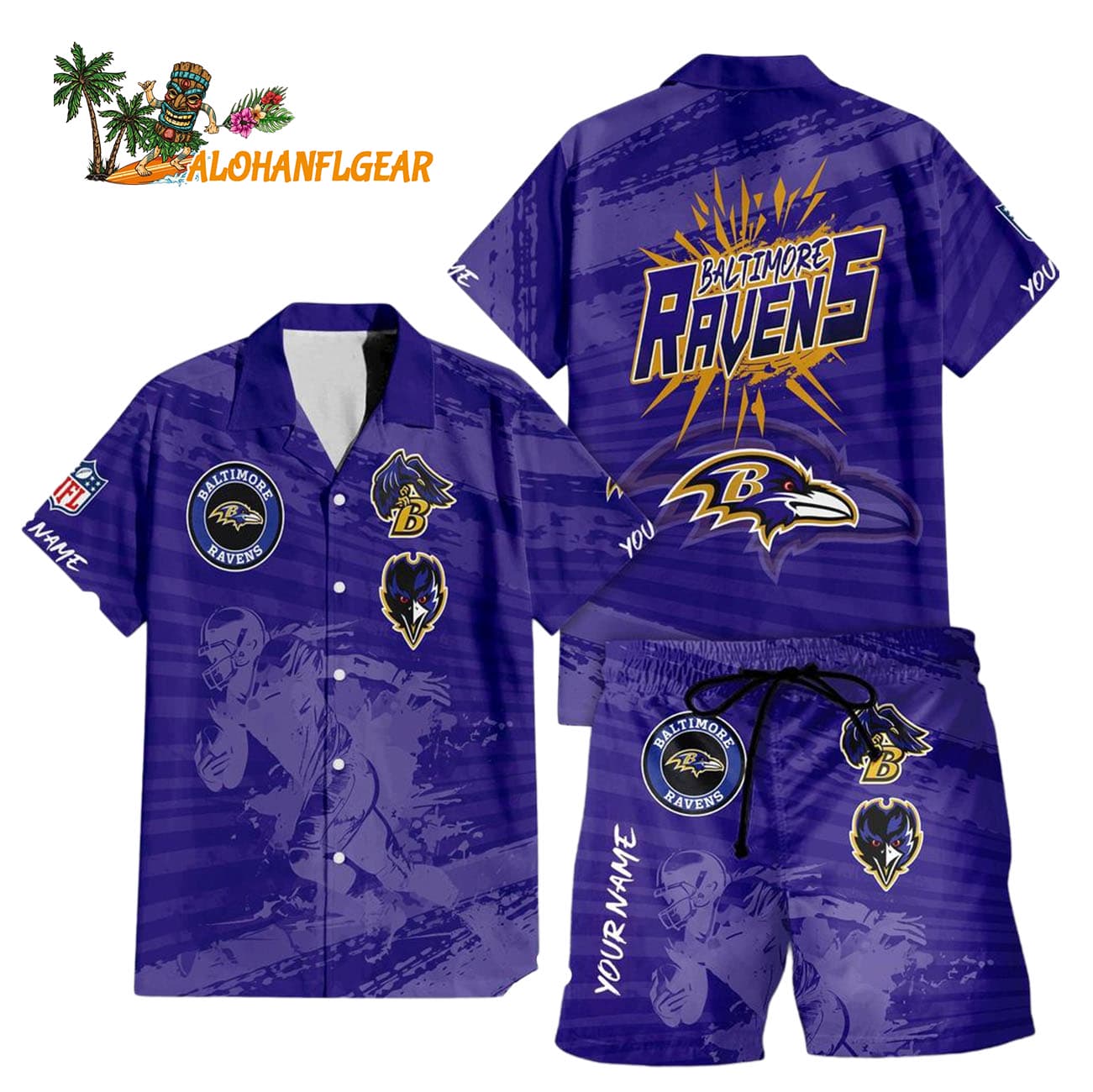 Baltimore Ravens Combo Hawaiian Shirt And Shorts Baltimore Ravens Combo Hawaiian Shirt And Shorts