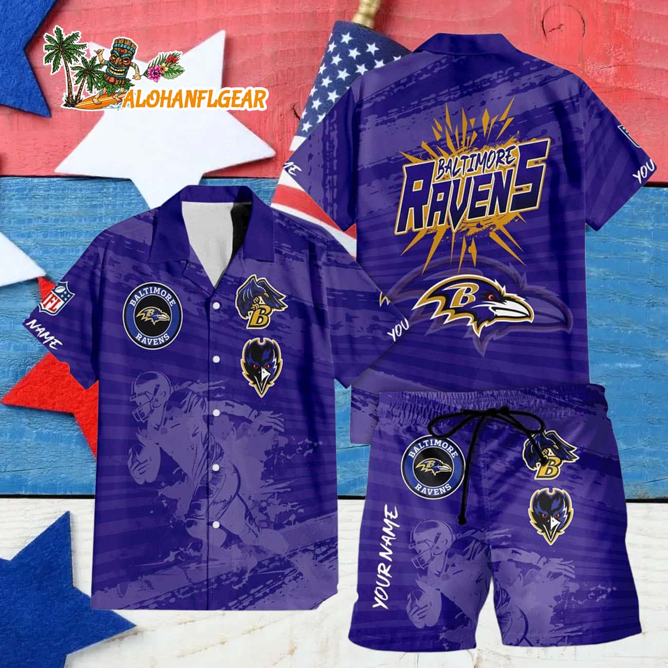 Baltimore Ravens Combo Hawaiian Shirt And Shorts Baltimore Ravens Combo Hawaiian Shirt And Shorts