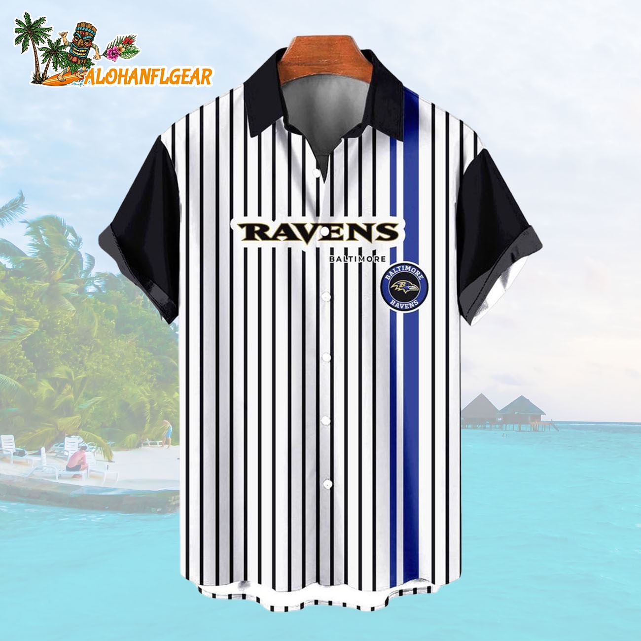 Baltimore RavensClassic Retro Mascot Line Summer Beach Hawaiian Shirt Baltimore RavensClassic Retro Mascot Line Summer Beach Hawaiian Shirt