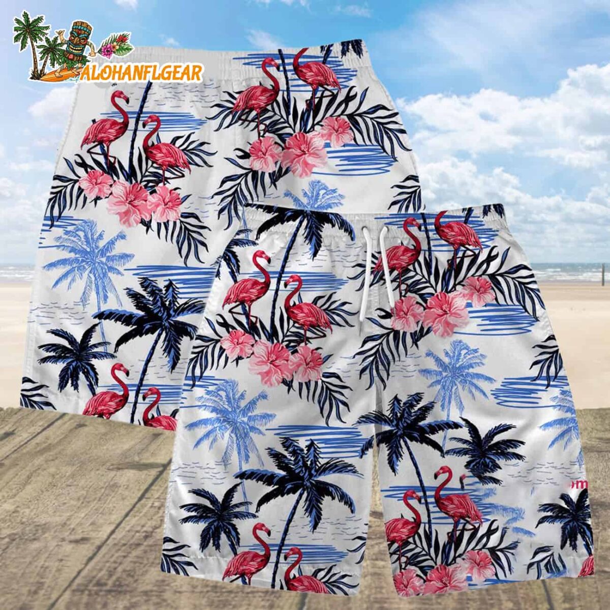 Buffalo Bills Football Team Logo Pattern Flamingo Hibiscus Summer Hawaiian Shirt And Beach Short 4