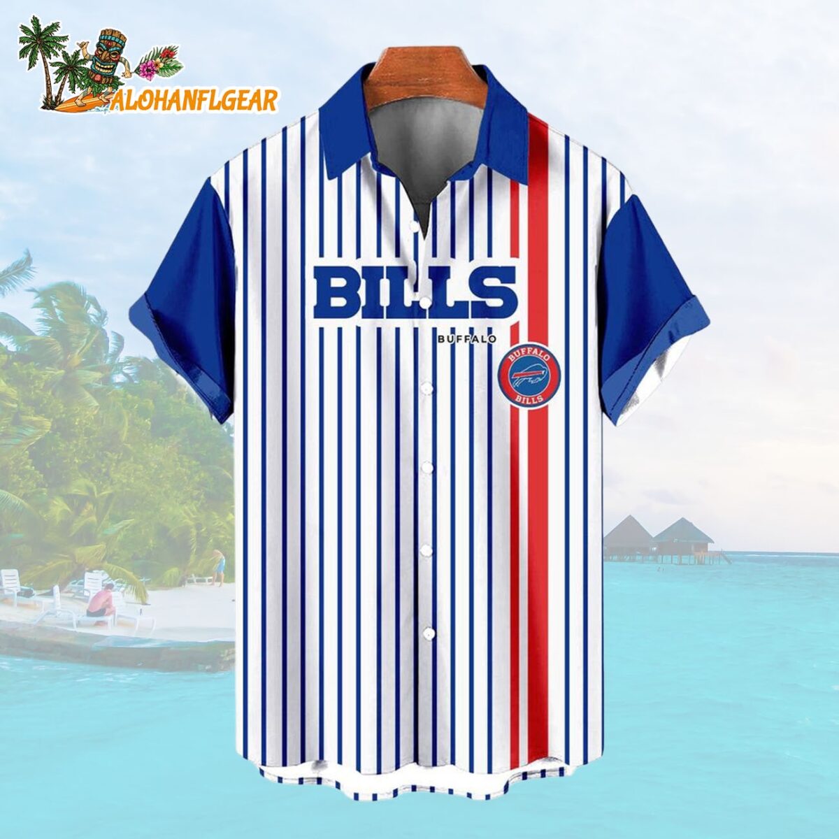 Buffalo BillsClassic Retro Mascot Line Summer Beach Hawaiian Shirt 1