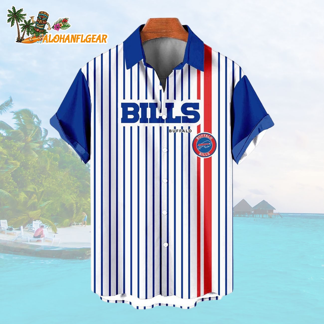Buffalo BillsClassic Retro Mascot Line Summer Beach Hawaiian Shirt Buffalo BillsClassic Retro Mascot Line Summer Beach Hawaiian Shirt