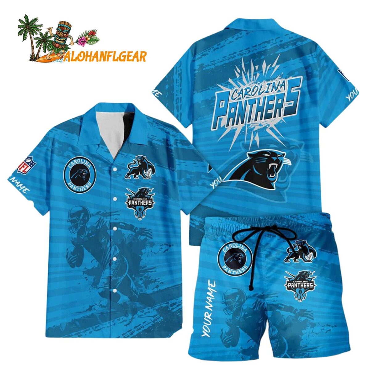 Carolina Panthers Combo Hawaiian Shirt And Shorts Football Summer Beach Hawaiian Sets 1