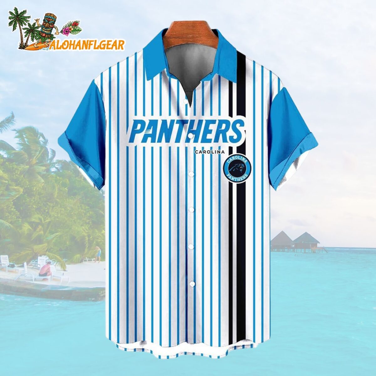 Carolina PanthersClassic Retro Mascot Line Summer Beach Hawaiian Shirt 1