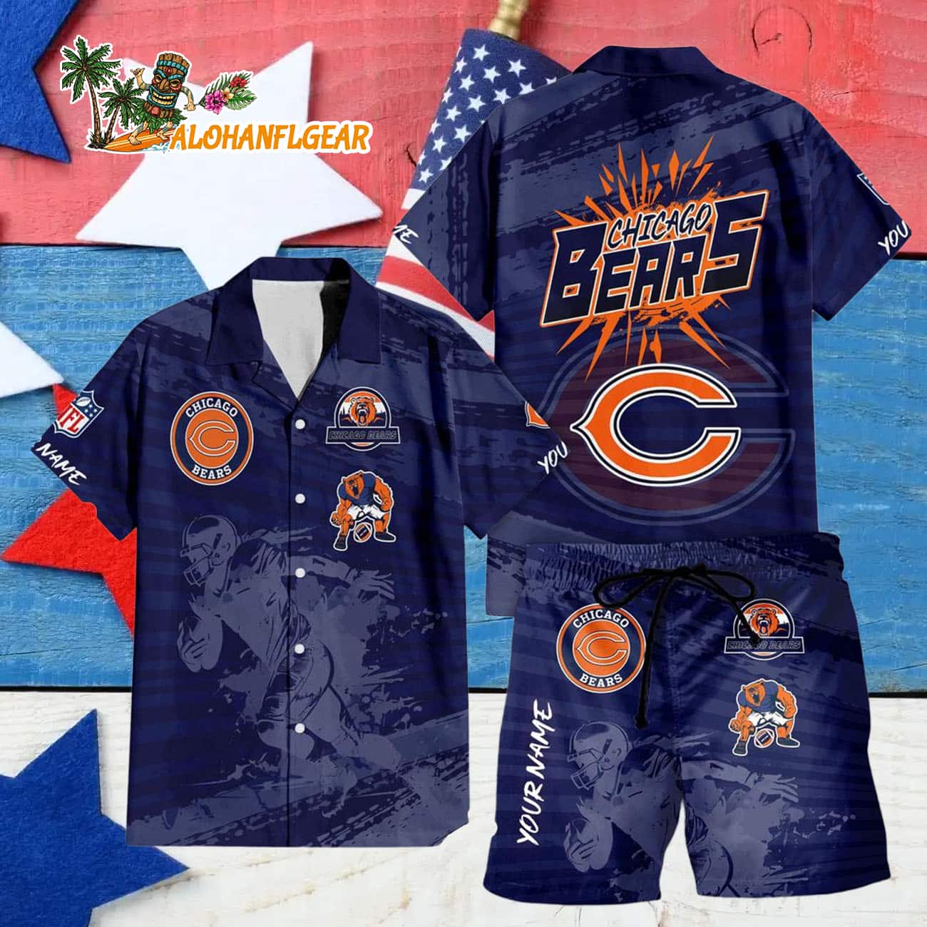Chicago Bears Combo Hawaiian Shirt And Shorts Chicago Bears Combo Hawaiian Shirt And Shorts