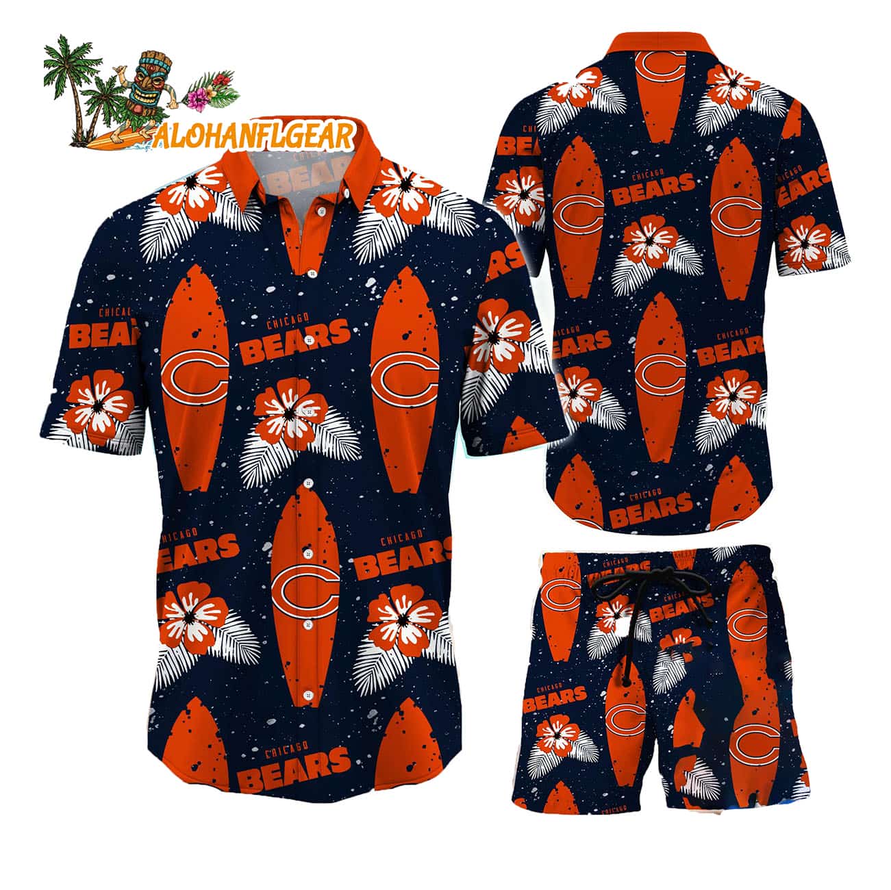 Chicago Bears Flower Pattern Hawaiian Shirt And Shorts Chicago Bears Flower Pattern Hawaiian Shirt And Shorts